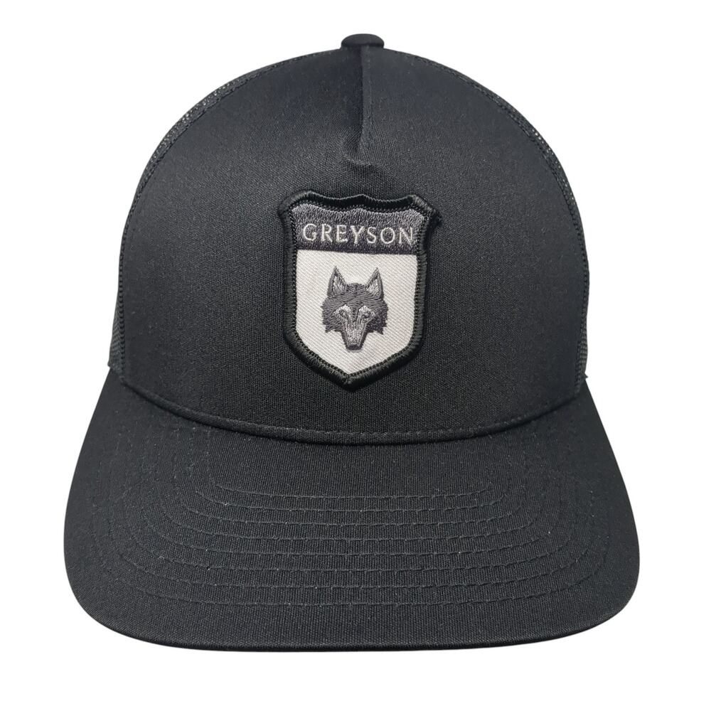 Greyson Clothiers Snapback Mesh Back Trucker Hat Black Embroidered Wolf Logo
